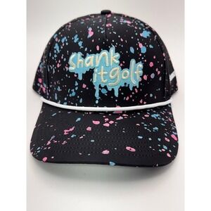 Shank It Golf Drippy BLK Paint Hat Black Neon Splatter Snapback Rope Cap NEW